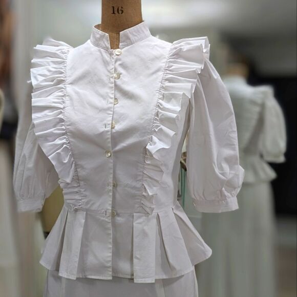 Cotton Ruffle Blouse  - Picture 1 of 8